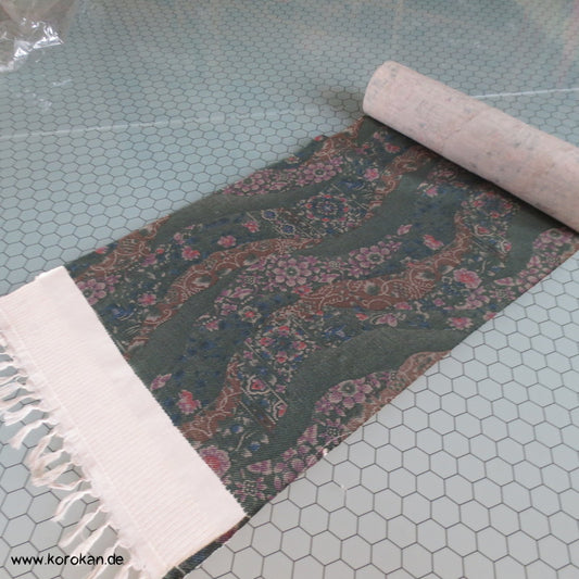 Michinagadori Druck Tsumugi Kimono Seide