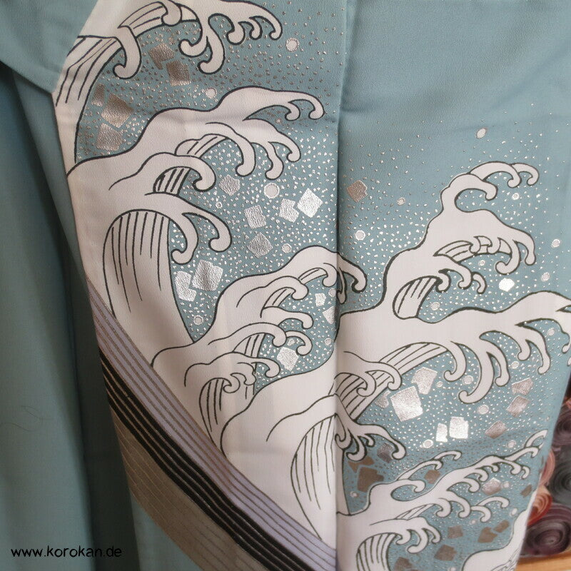 wilde Wellenkämme Hitoe Hakama Ue kurzer Kimono