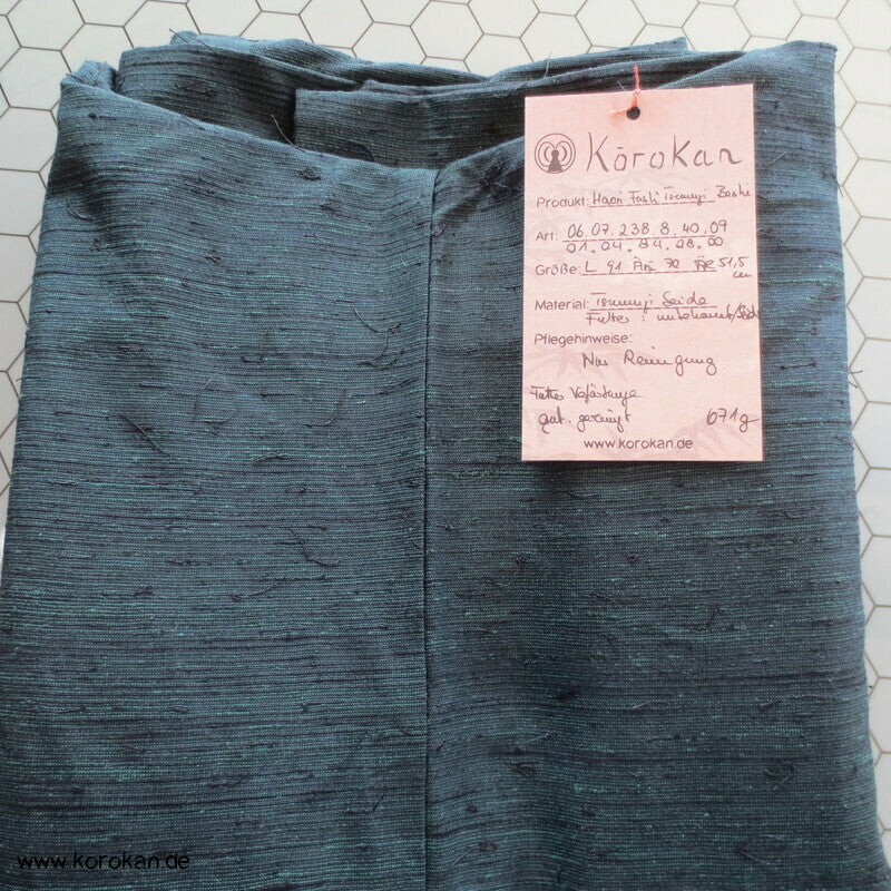 schwarzgrüne Fushi Tsumugi Seide Haori Männer Kimono Jacke, Brückenmotiv