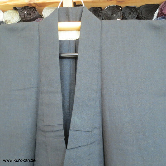 original japanischer dunkelblau melierter Woll Hitoe Männer Kimono