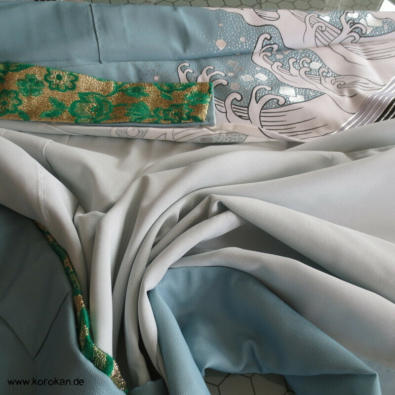 wilde Wellenkämme Hitoe Hakama Ue kurzer Kimono