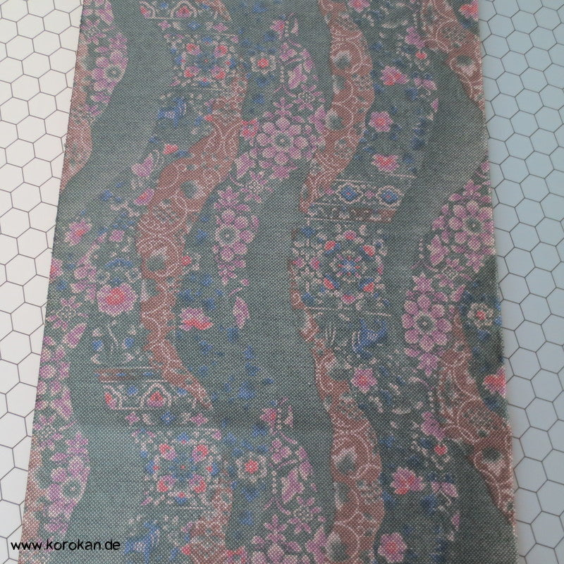 Michinagadori Druck Tsumugi Kimono Seide