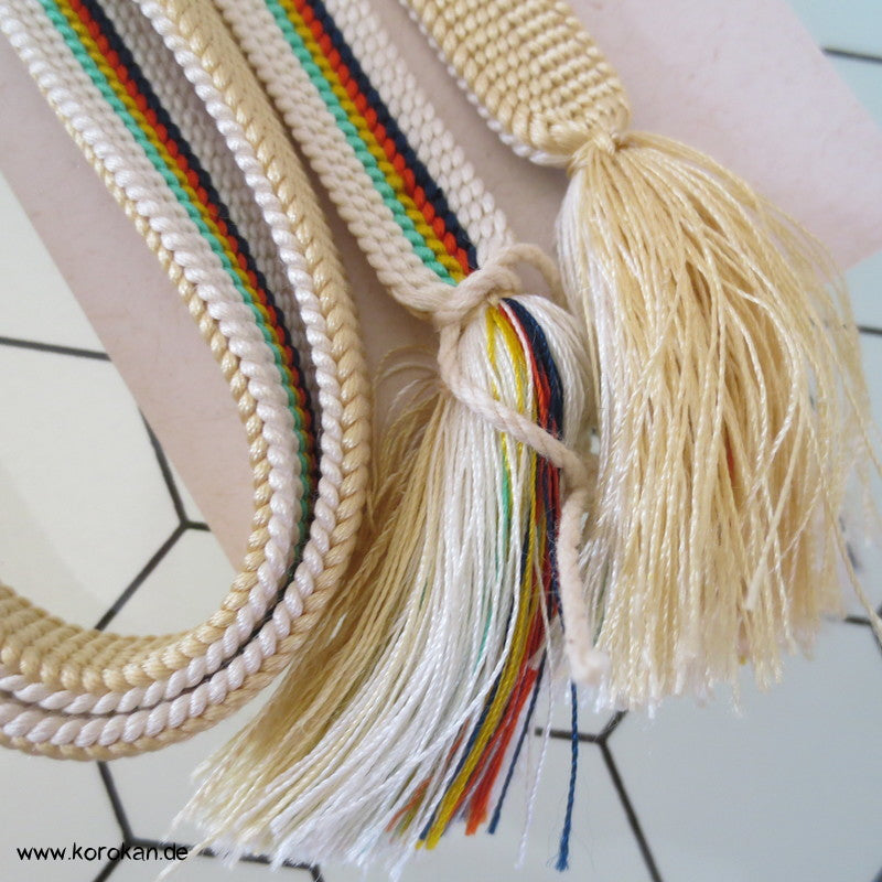 regenbogen auf beige Obijime, geflochten