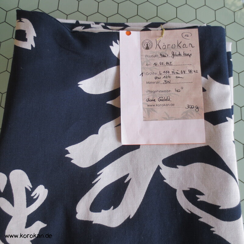 Yukata / Nemaki Schlaf Baumwoll Kimono, Kanji auf dunkelblau
