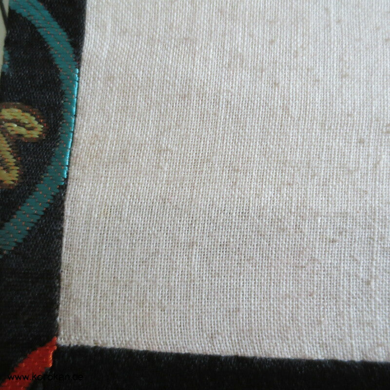 bunte Blüten Mon auf schwarzem Grund Fukuro Obi