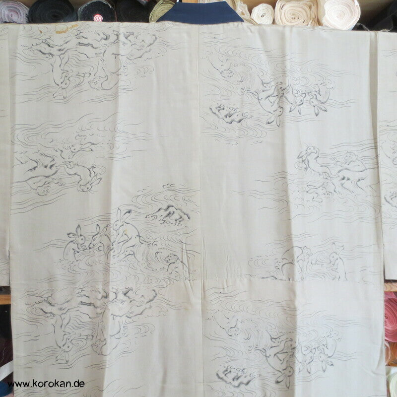 antikes Manga Muster Juban Männer Unter Kimono, Seide