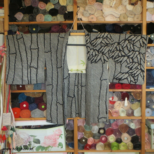 Full Shibori Bambus Haori Kimono Jacke, mit Himo