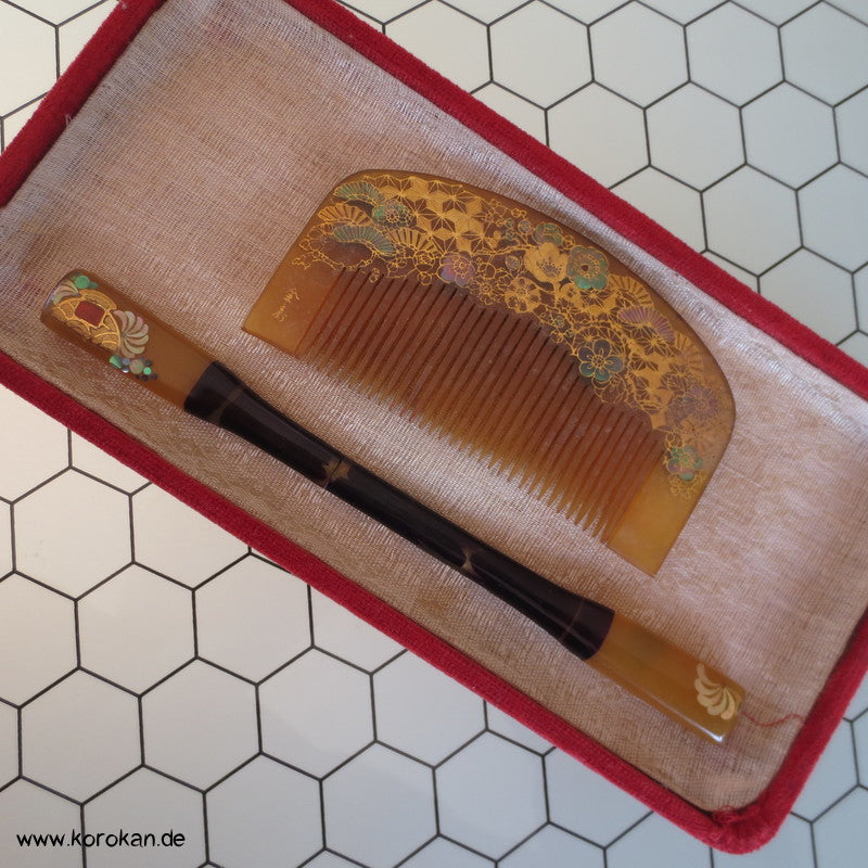 antike japanische Sets aus Kushi und Kanzashi Haarkamm und Stab