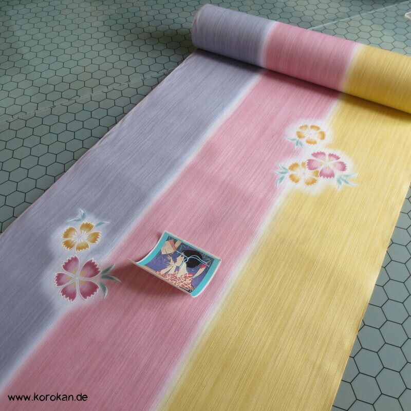 japanische Nadeshiko pastell Streifen Yukata Kimono Hanf / Baumwolle