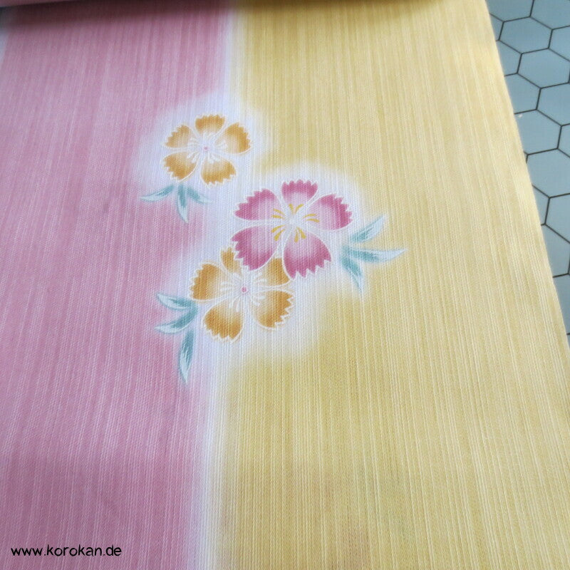 japanische Nadeshiko pastell Streifen Yukata Kimono Hanf / Baumwolle