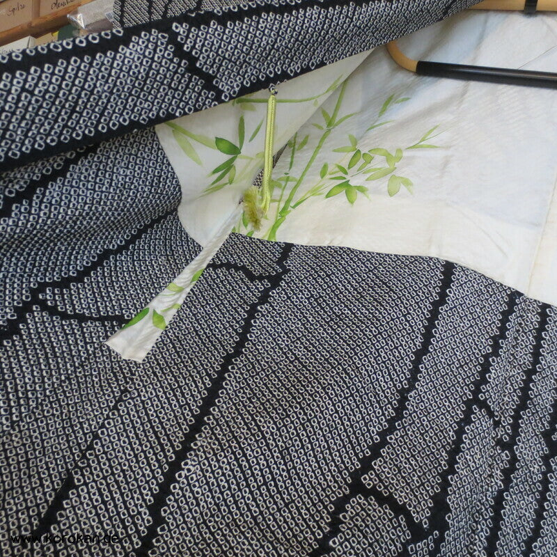 Full Shibori Bambus Haori Kimono Jacke, mit Himo