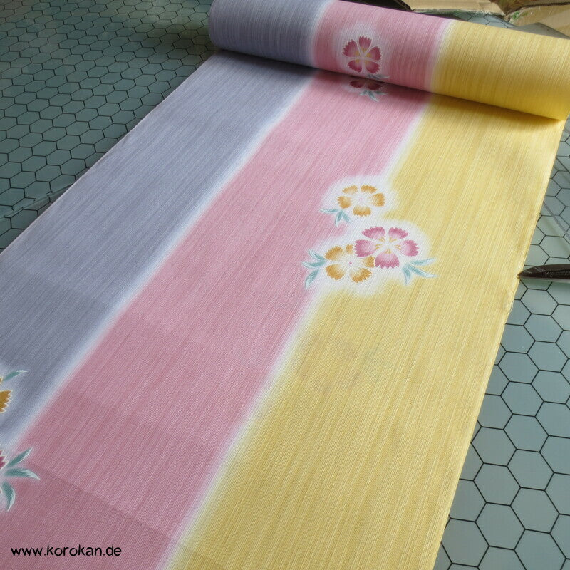 japanische Nadeshiko pastell Streifen Yukata Kimono Hanf / Baumwolle