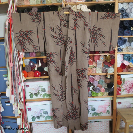 japanischer Bambus Kasuri Hitoe ungefütterter Woll Kimono