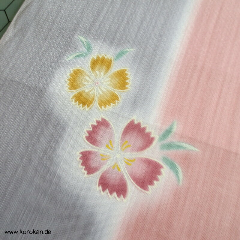 japanische Nadeshiko pastell Streifen Yukata Kimono Hanf / Baumwolle
