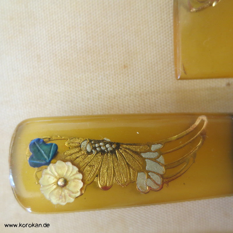antike japanische Sets aus Kushi und Kanzashi Haarkamm und Stab