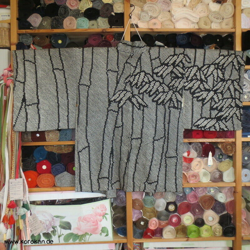 Full Shibori Bambus Haori Kimono Jacke, mit Himo
