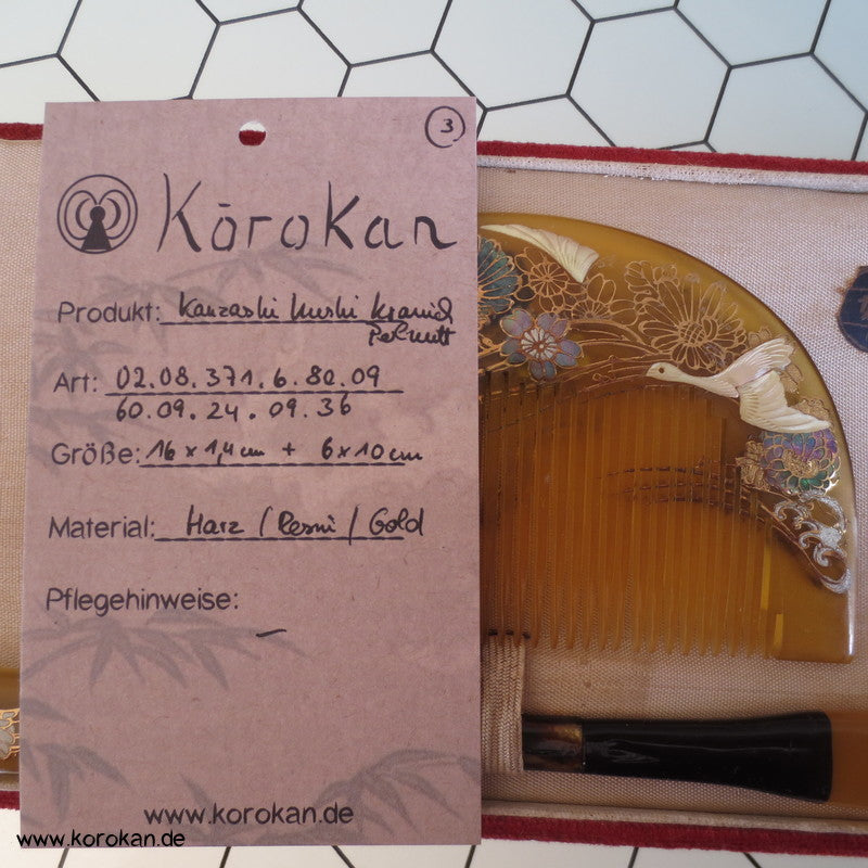 antike japanische Sets aus Kushi und Kanzashi Haarkamm und Stab