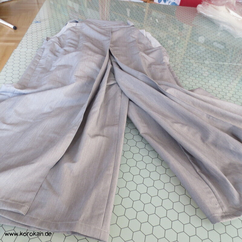 hellgrau melierte Hakama - Umanori Polyester Kimono Hose