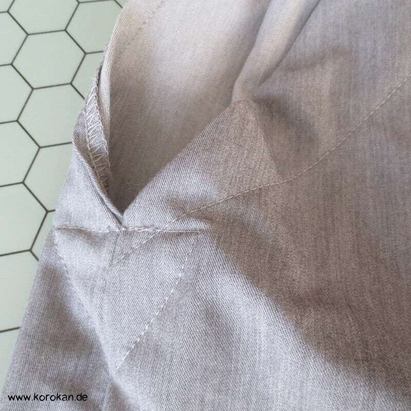 hellgrau melierte Hakama - Umanori Polyester Kimono Hose