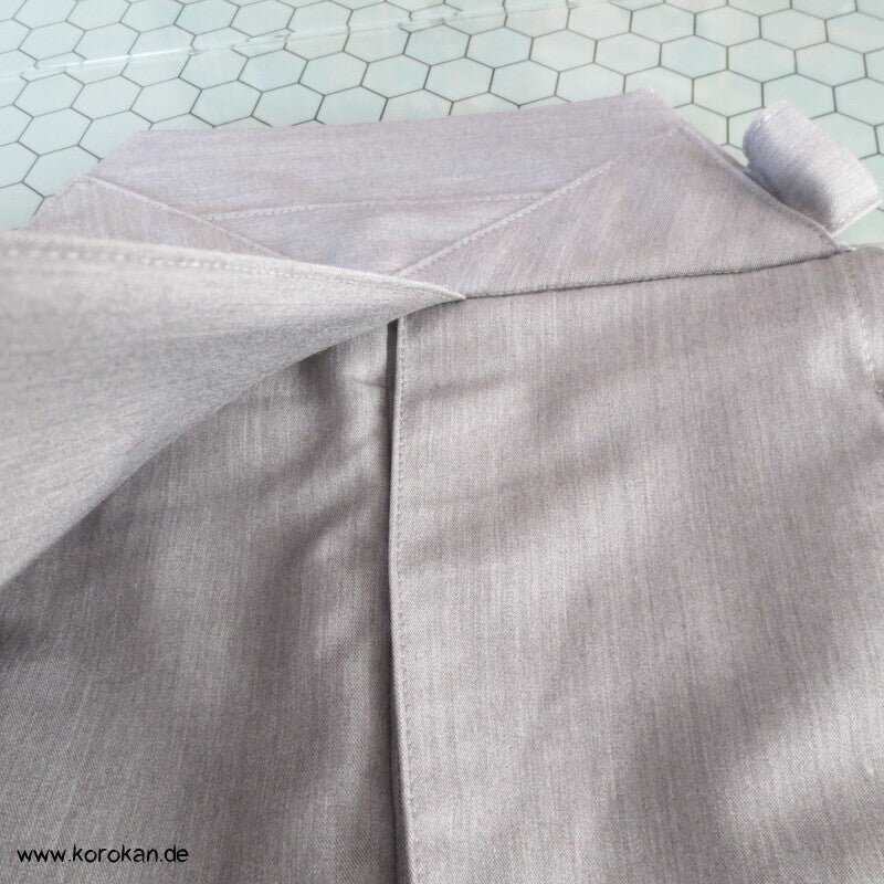 hellgrau melierte Hakama - Umanori Polyester Kimono Hose