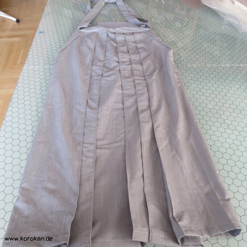 hellgrau melierte Hakama - Umanori Polyester Kimono Hose