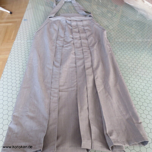 hellgrau melierte Hakama - Umanori Polyester Kimono Hose