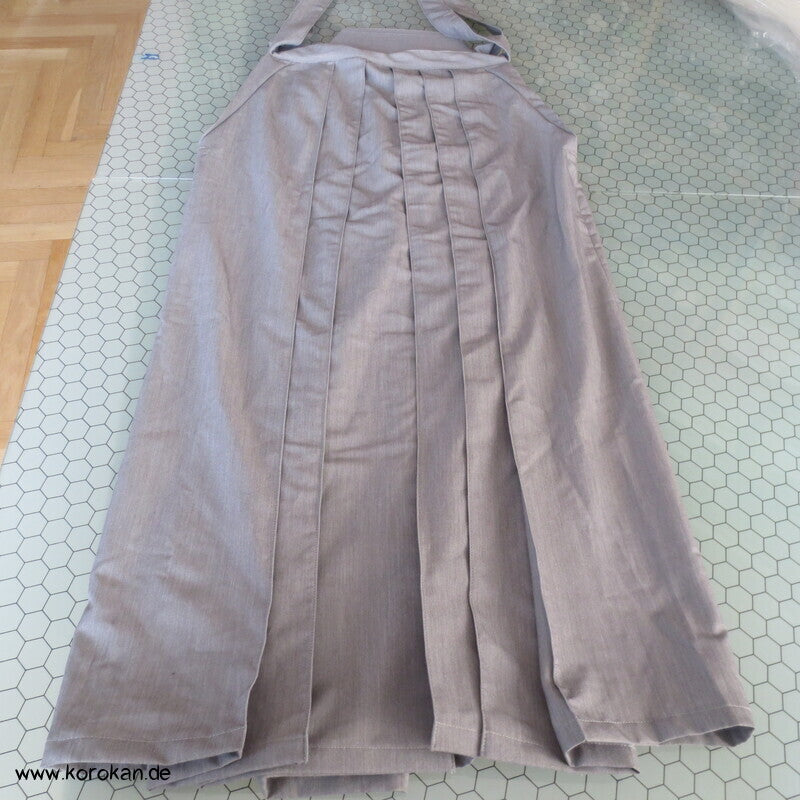 hellgrau melierte Hakama - Umanori Polyester Kimono Hose