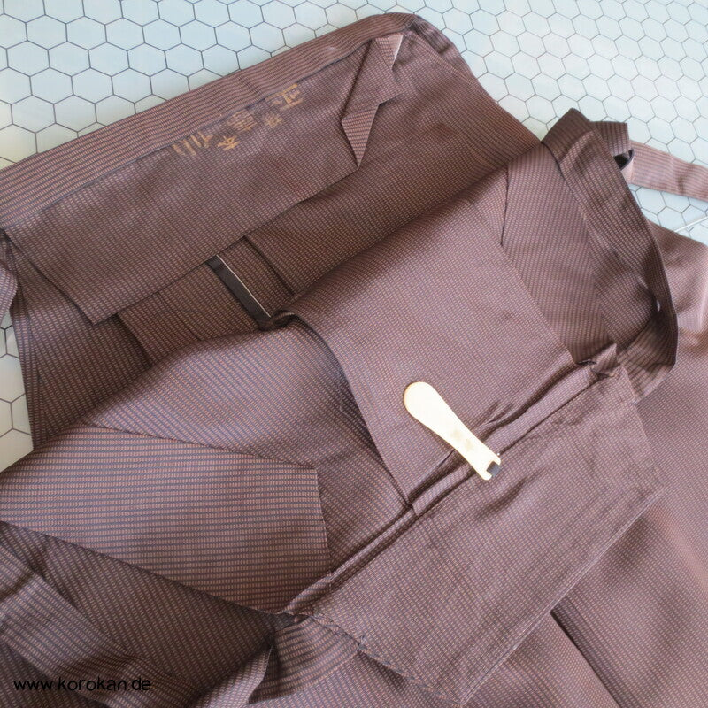 braun schwarz Streifen Seiden Hakama - Andon