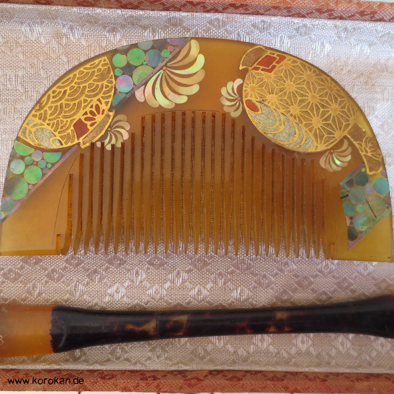 antike japanische Sets aus Kushi und Kanzashi Haarkamm und Stab