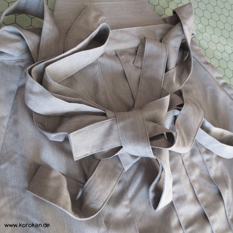 hellgrau melierte Hakama - Umanori Polyester Kimono Hose