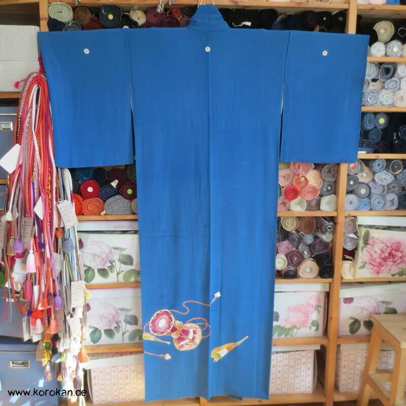 Trommel, Flöte und Fächer Iro Tomesode Kimono Seidencrepe