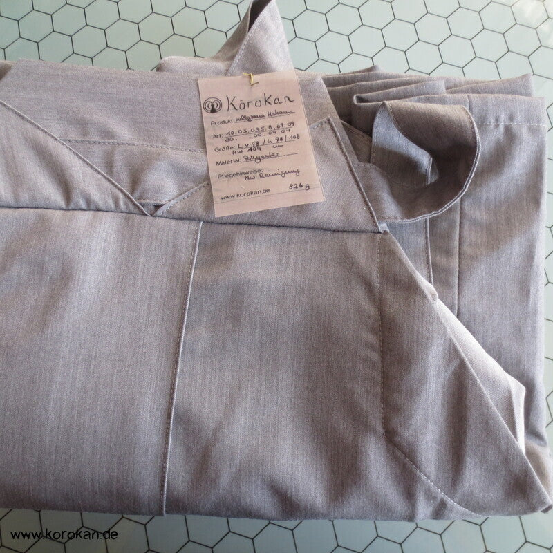 hellgrau melierte Hakama - Umanori Polyester Kimono Hose