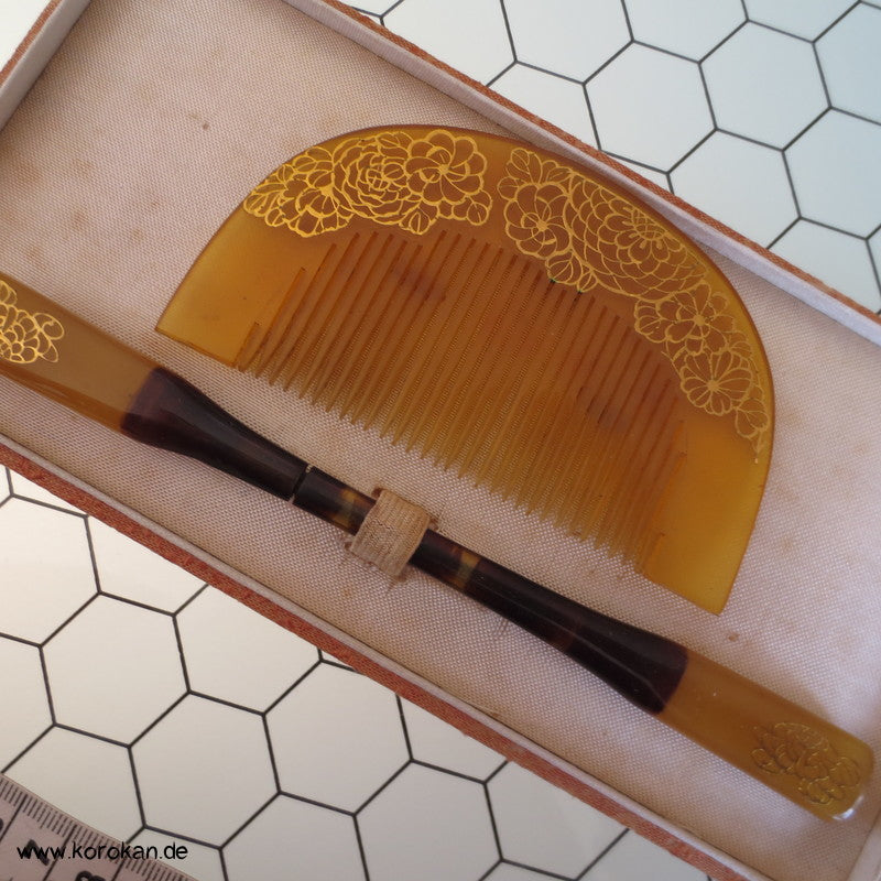 antike japanische Sets aus Kushi und Kanzashi Haarkamm und Stab