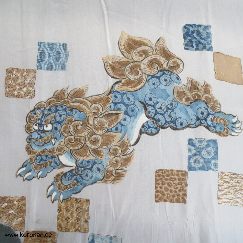 handgemalter Shishilöwe Hitoe Juban Kimono, Seide