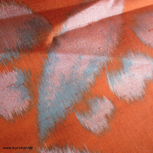 orange - türkis, heavenly bamboo antiker Meisen Seiden Kimono Stoff