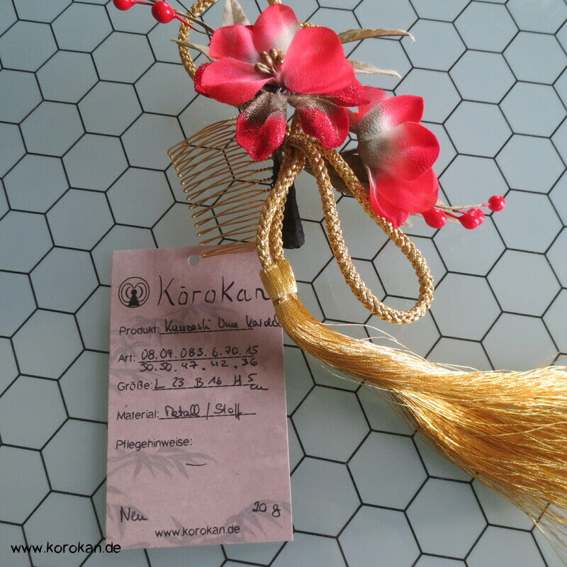Kanzashi Haarkamm - Fascinator,  Blüten Kordel