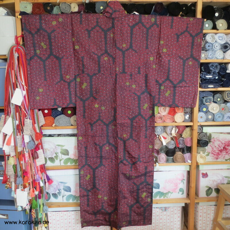 Japan Kiku Kikko Meisen Seiden Kimono