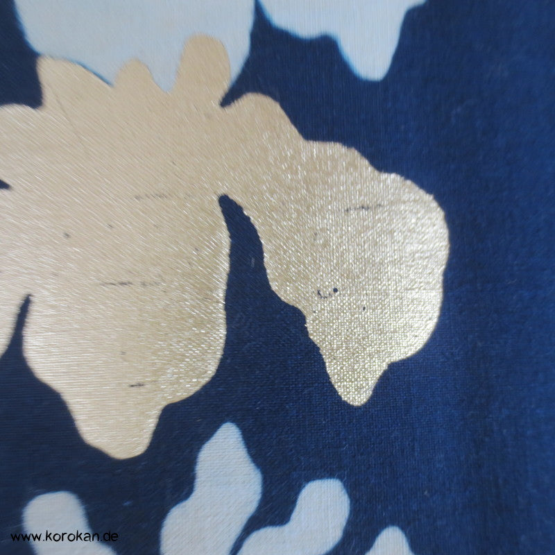 Blüten blau mit gold papierkaschierte Baumwolle - Bucheinband