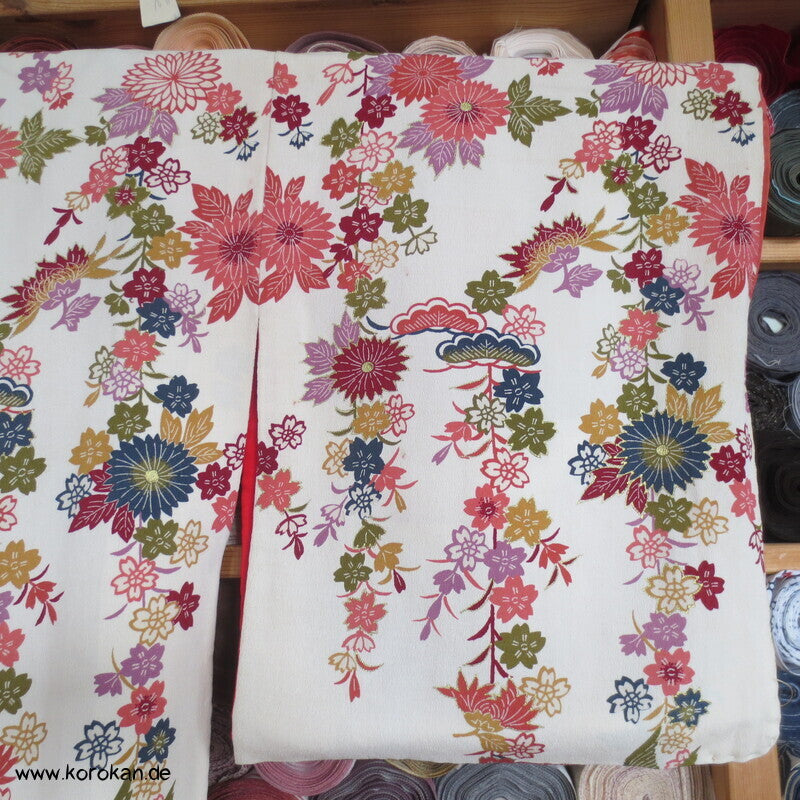 Homongi Kimono Seidencrepe Bingata Blumen und Vögel