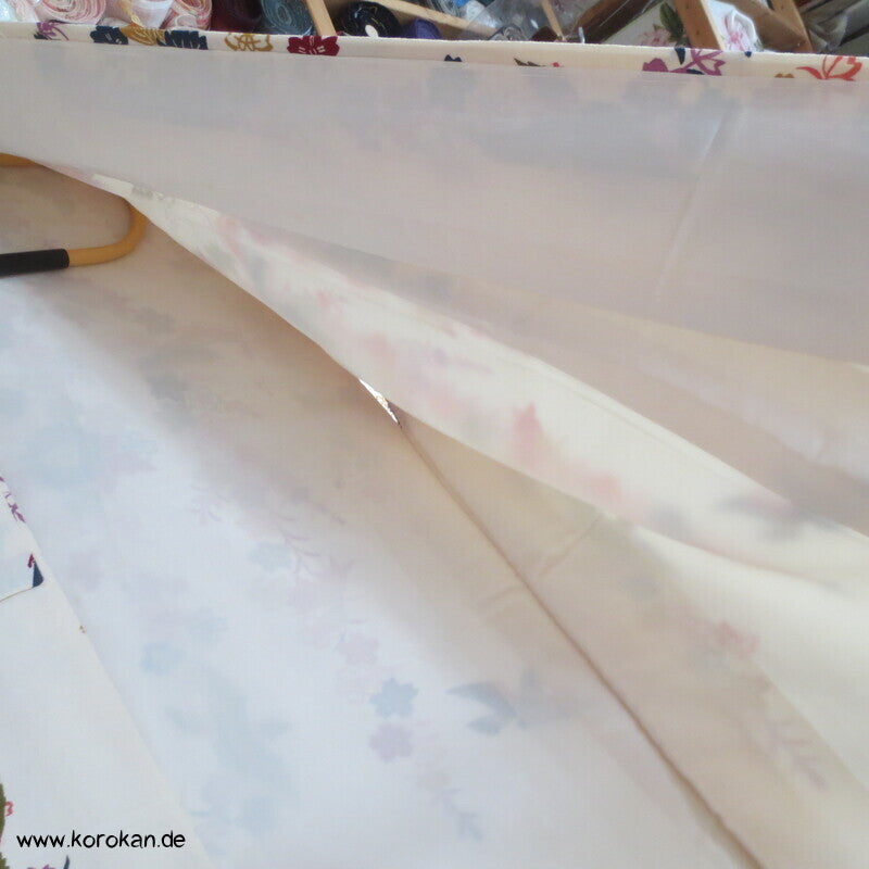 Homongi Kimono Seidencrepe Bingata Blumen und Vögel