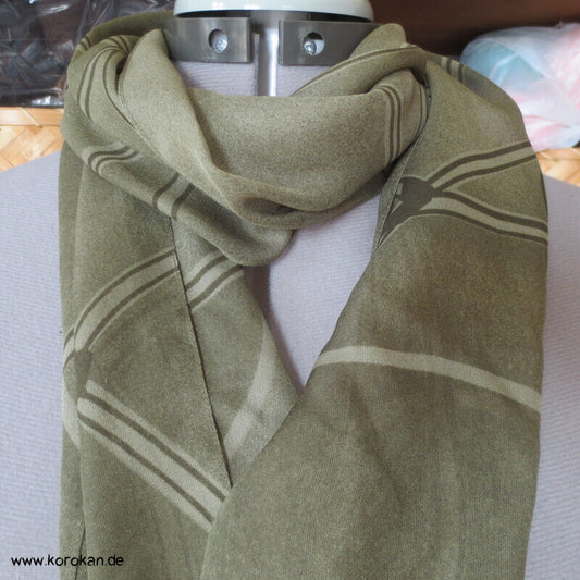 olivfarbener abstrakter Schal, auch als Obiage nutzbar