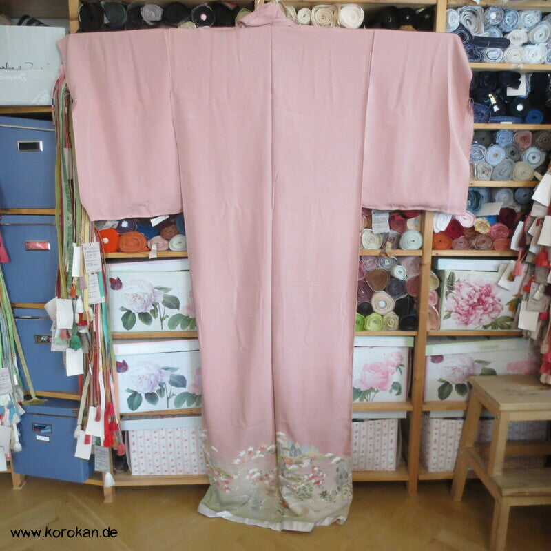 Pastell Landschaft Irotomesode Kimono Seidencrepe Karieba