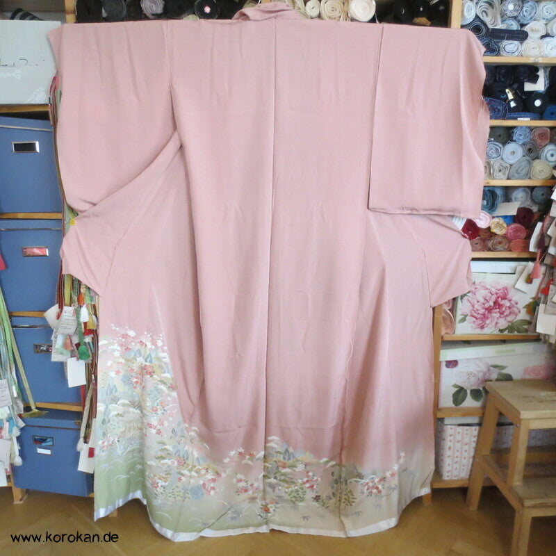 Pastell Landschaft Irotomesode Kimono Seidencrepe Karieba