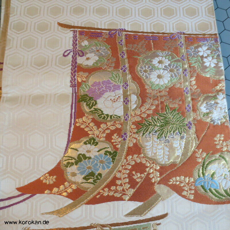 Kicho Brokat Vorhänge auf Kikko Fukuro Obi