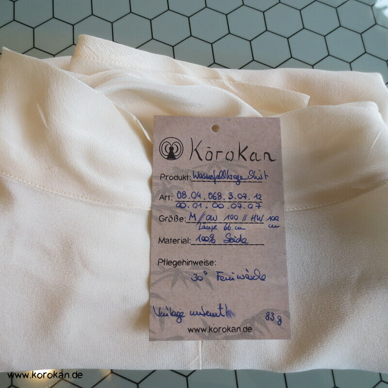 Wasserfallkragen Fledermausshirt Seide natur