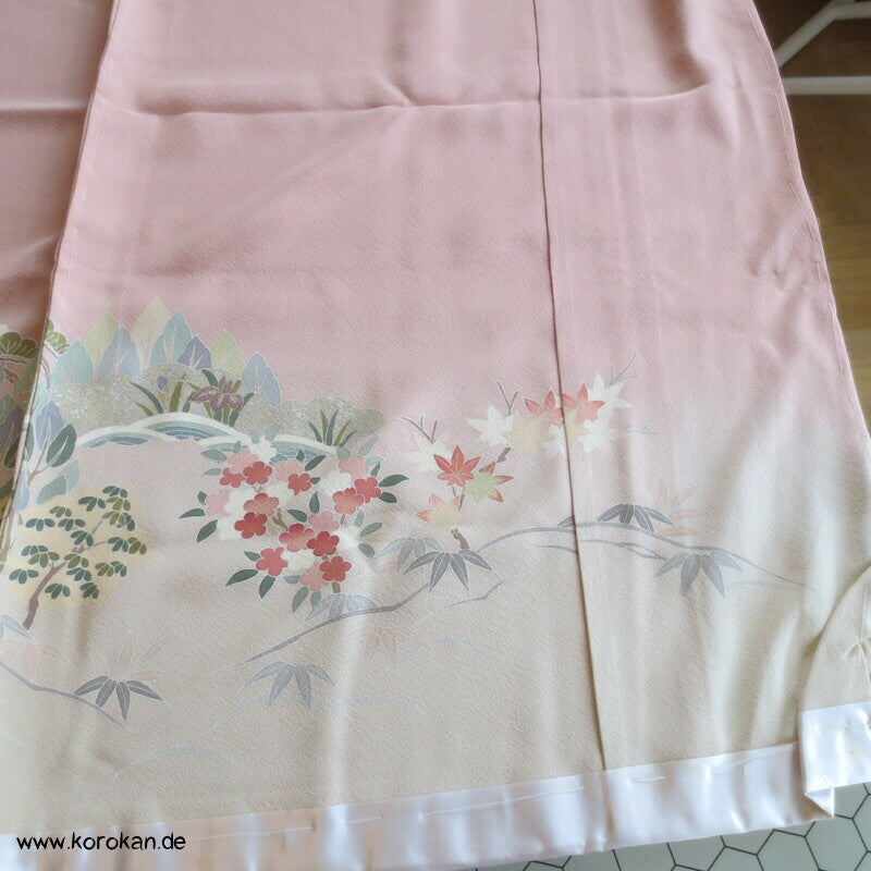 Pastell Landschaft Irotomesode Kimono Seidencrepe Karieba