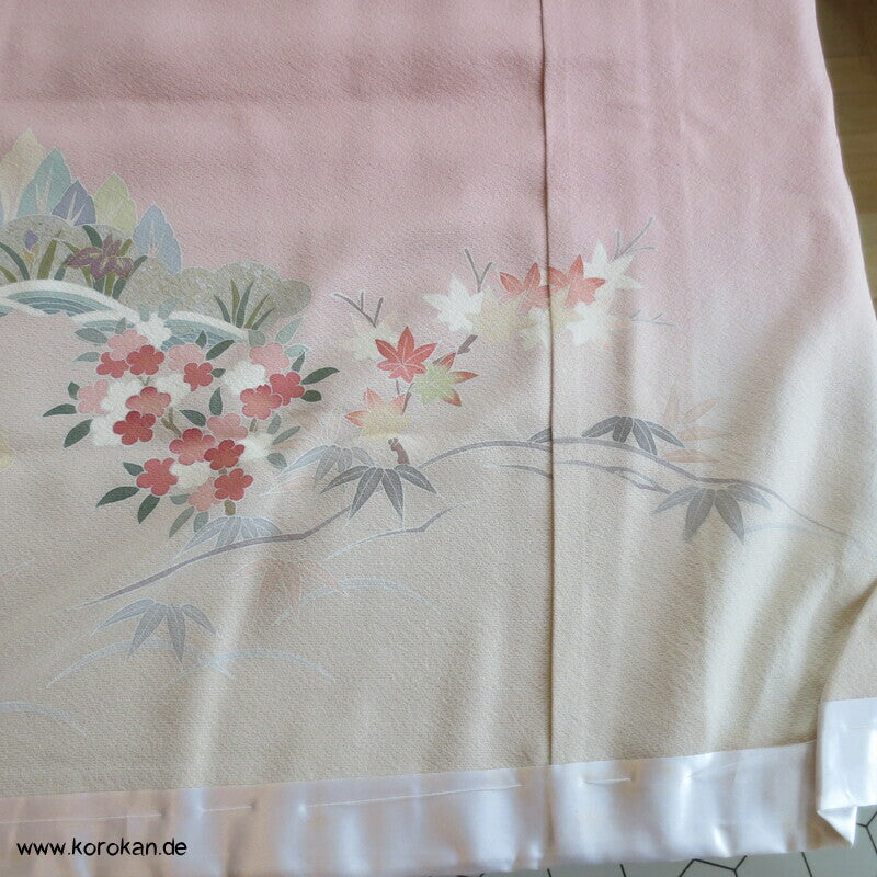 Pastell Landschaft Irotomesode Kimono Seidencrepe Karieba