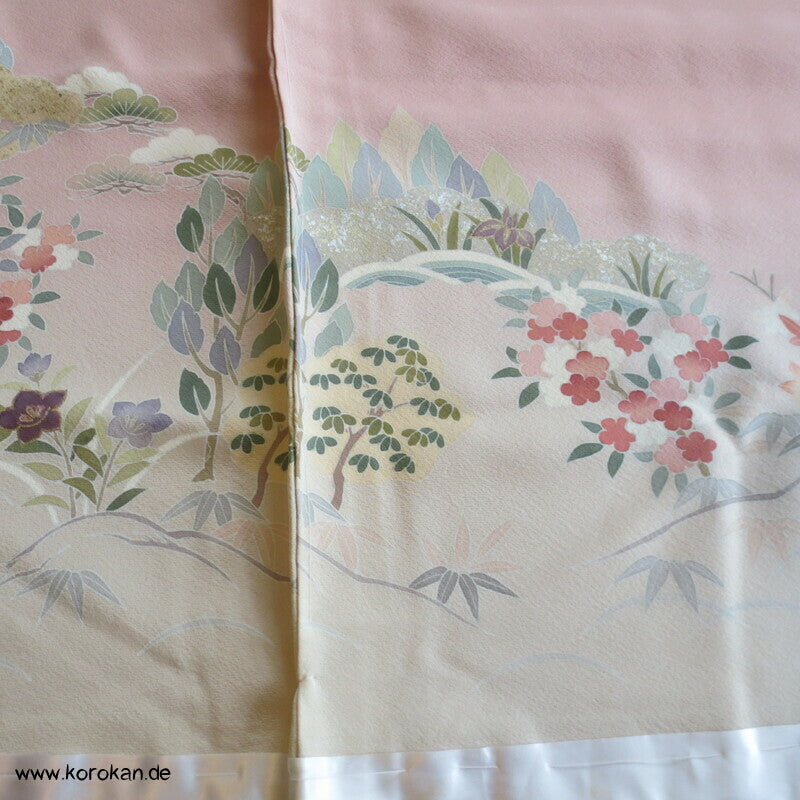 Pastell Landschaft Irotomesode Kimono Seidencrepe Karieba