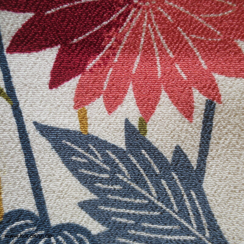 Homongi Kimono Seidencrepe Bingata Blumen und Vögel