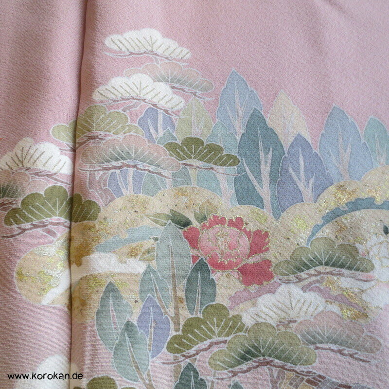Pastell Landschaft Irotomesode Kimono Seidencrepe Karieba